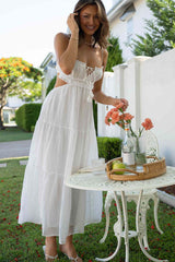 Ruched Tie-Up Strappy Maxi Dress | Dress In Beauty