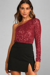 Mikah One Shoulder Long Sleeve Top | Dress In Beauty