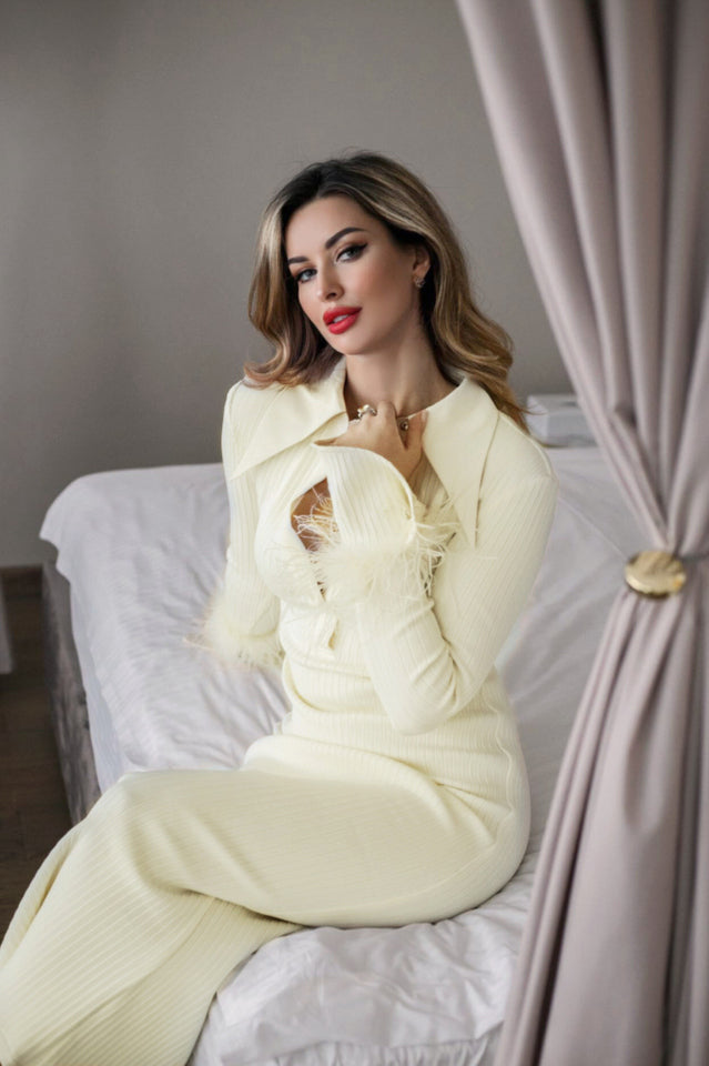 Vallance Feather Trim Maxi Dress | Dress In Beauty
