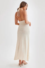Barbara Halter Floral Applique Knitted Dress
