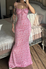 Floral Print Sleeveless Backless Maxi Dress