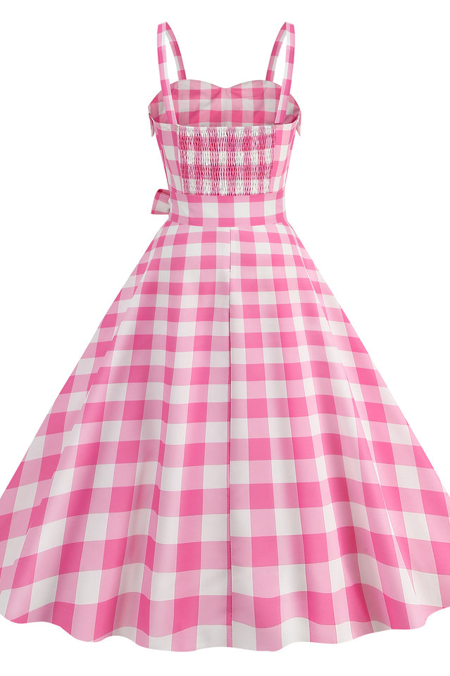 Barbie Movie Margot Pink Plaid Check Dress | Dress In Beauty