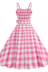 Barbie Movie Margot Pink Plaid Check Dress | Dress In Beauty