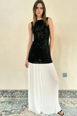 Gabrielle Patchwork Backless Maxi Dress