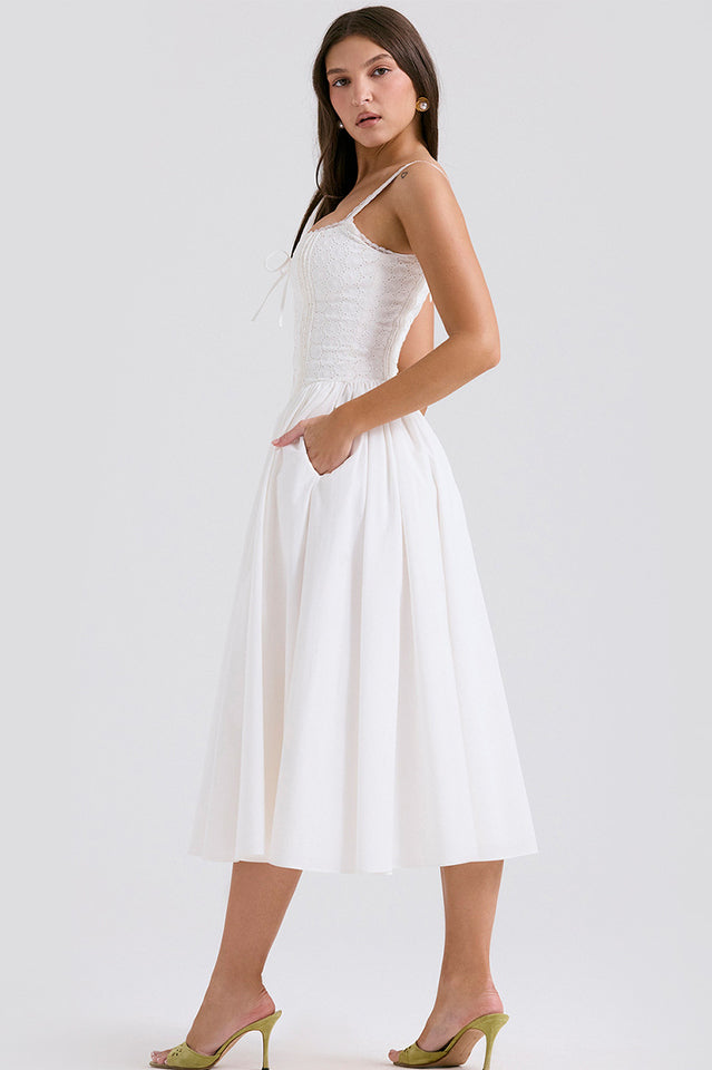 Milia White Brogue Cotton Dress | Dress In Beauty