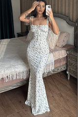 Floral Print Sleeveless Backless Maxi Dress