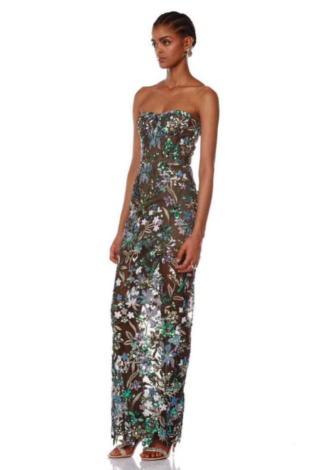 Kamames Strapless Floral Sequined Maxi Dress | Dress In Beauty