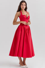 Coquette Scarlet Halter Midi Dress | Dress In Beauty