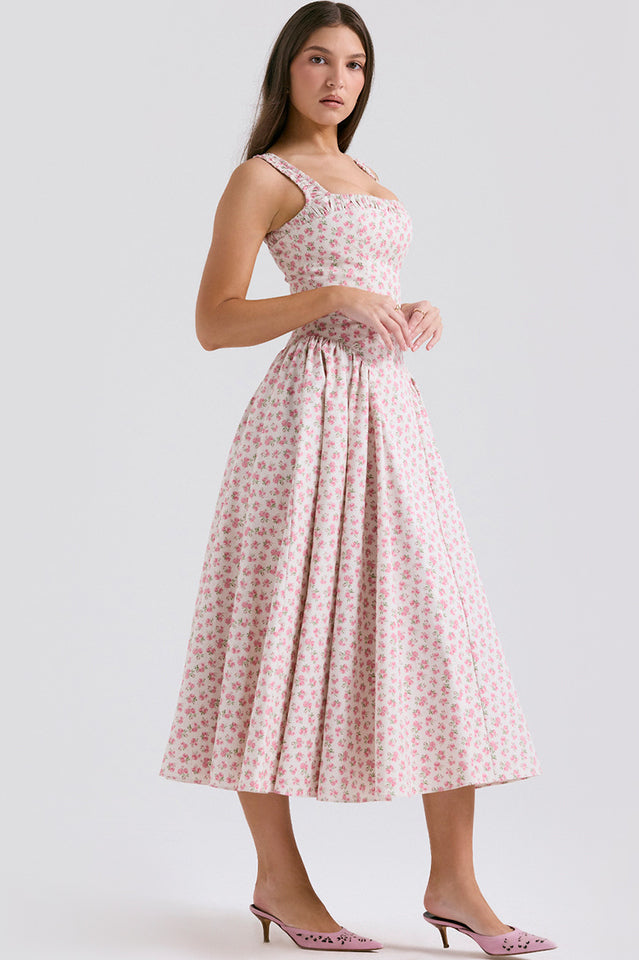Dorothy White Rosebud Print Sundress | Dress In Beauty