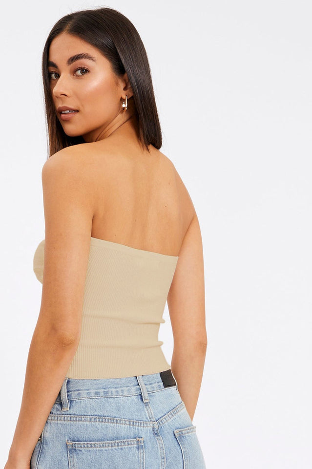 Merlaine Strapless Knotted Knit Crop Top | Dress In Beauty