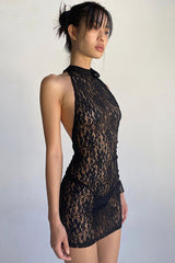 See Through Lace Mini Dress