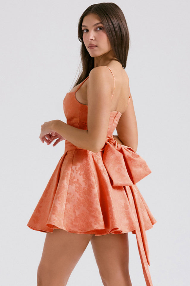 Rosalinda Pink Jacquard Bow Mini Skirt | Dress In Beauty