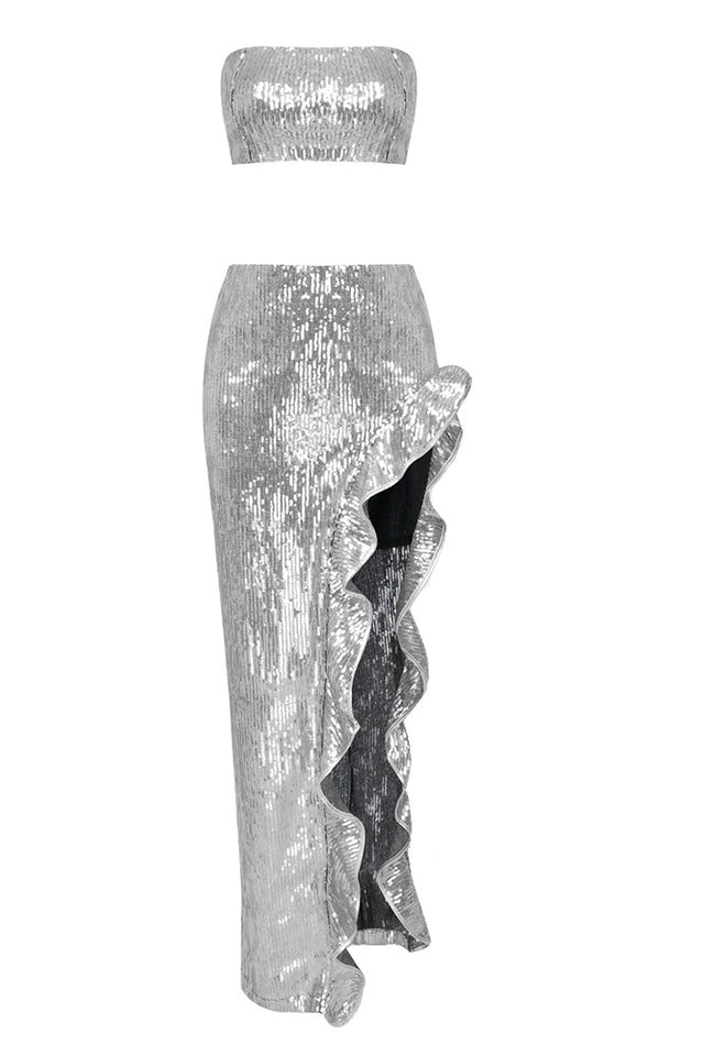 Sequined Bandeau Two Piece Suit | Dress In Beauty