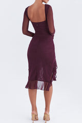 Wine Ruffle Midi Dress | Dress In Beauty