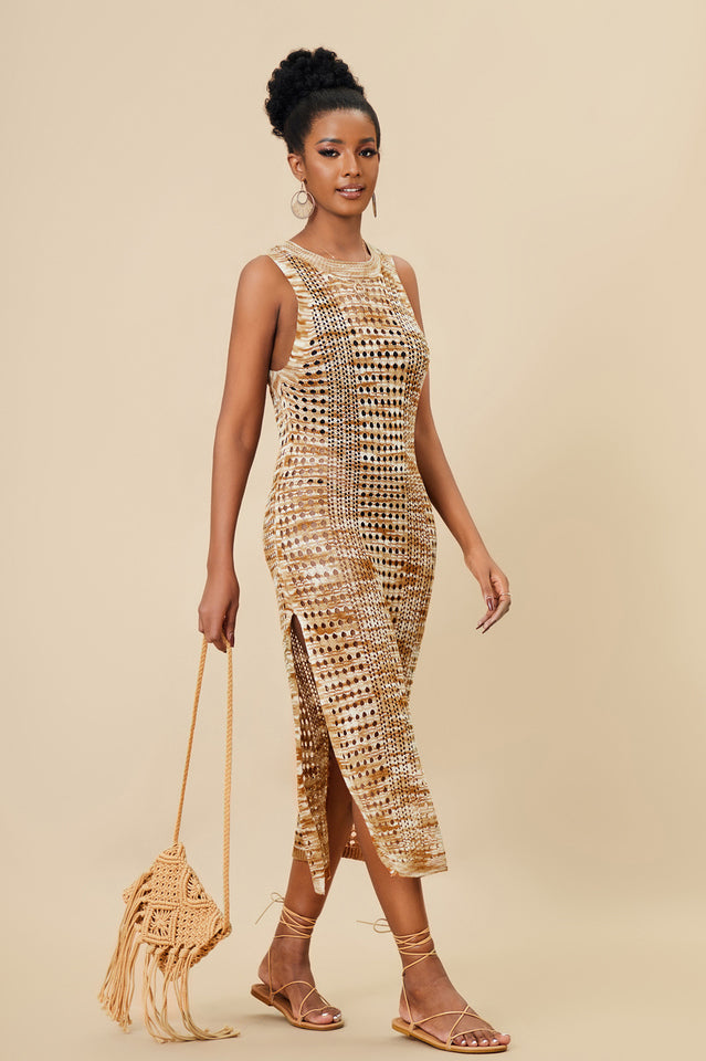 Knitted Cutout Split Beach Cover Up Dress | Dress In Beauty
