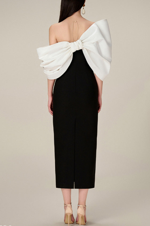 Delancy Bowknot Contrast Midi Dress | Dress In Beauty