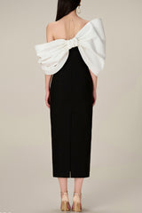 Delancy Bowknot Contrast Midi Dress | Dress In Beauty