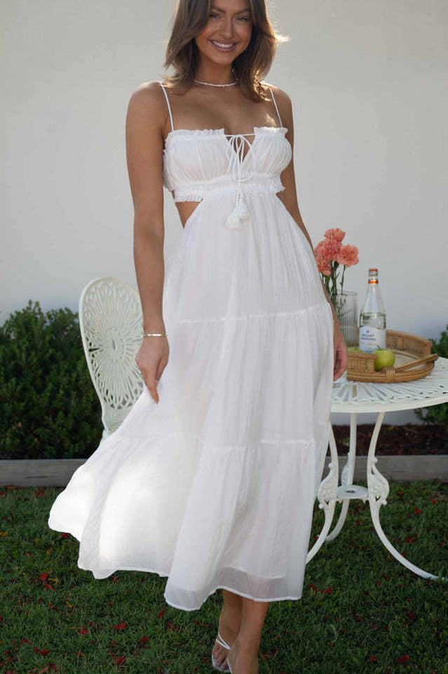 Ruched Tie-Up Strappy Maxi Dress | Dress In Beauty