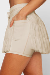 High Waist Plain Mesh Skort