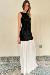 Gabrielle Patchwork Backless Maxi Dress