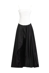 Strapless Ruched Puff Maxi Dress