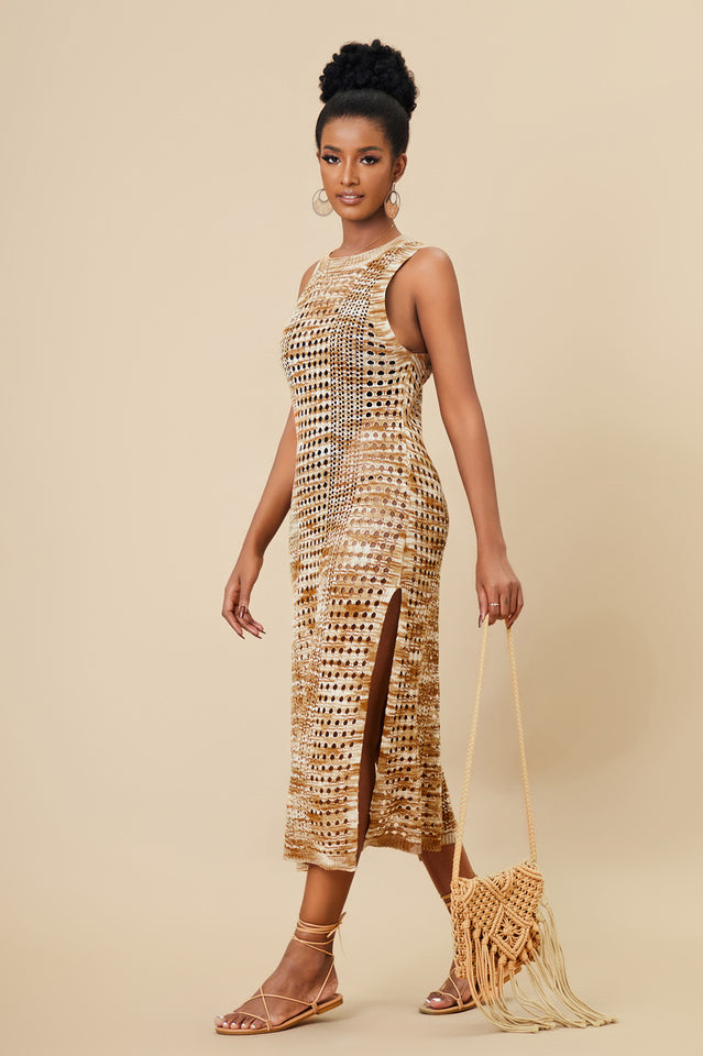 Knitted Cutout Split Beach Cover Up Dress | Dress In Beauty