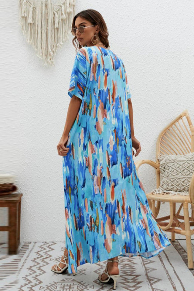 Print Short Sleeve Wide Hem Maxi Dress | Dress In Beauty