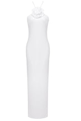 Glitter Rosette Halter Sequined Maxi Dress