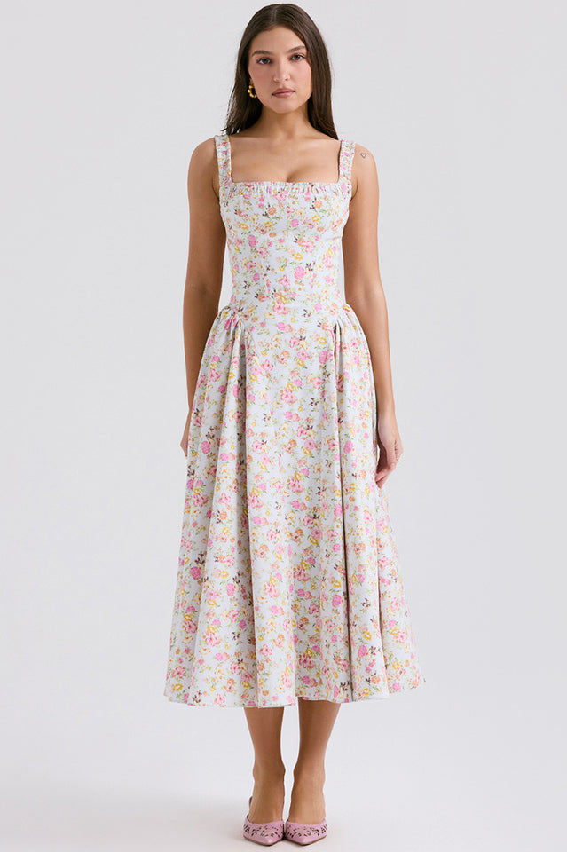 Dorothy White Rosebud Print Sundress | Dress In Beauty