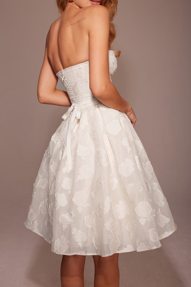 Strapless Corset Floral Jacquard Mini Dress | Dress In Beauty Strapless Corset Floral Jacquard Mini Dress | Dress In Beauty