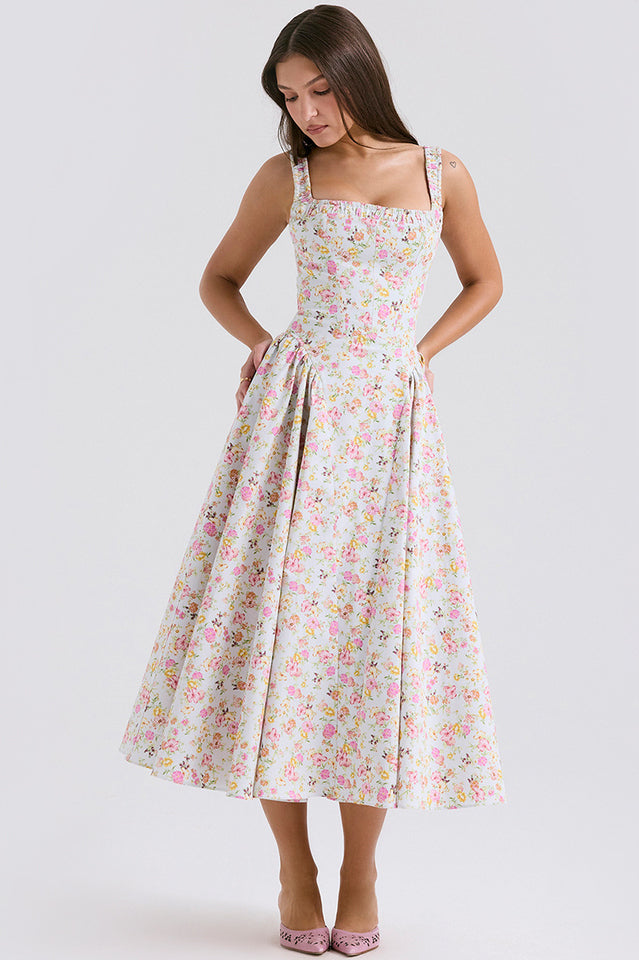 Dorothy White Rosebud Print Sundress | Dress In Beauty