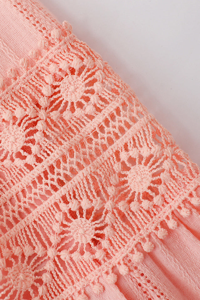 Sabina Stand Collar Lace Trim Maxi Dress | Dress In Beauty