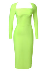 Samantha Fluorescent Green Long Sleeve Dress | Dress In Beauty