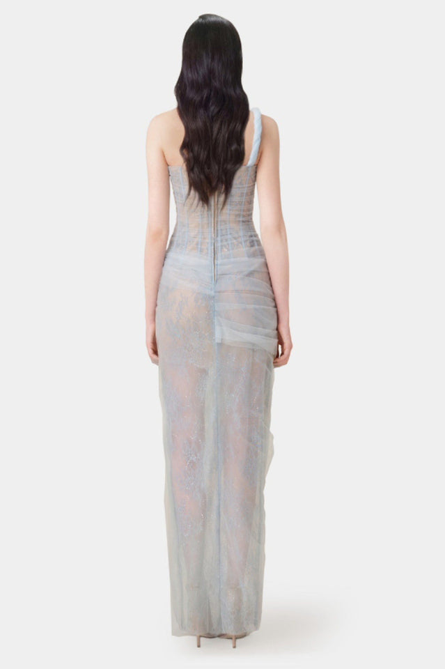 One Shoulder Lace Corset Maxi Dress | Dress In Beauty