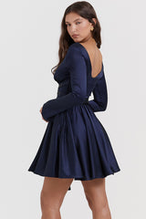 Dominique Navy Plunge Mini Dress | Dress In Beauty