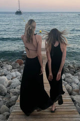 Deep V Neck Backless Long Dress