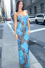 Floral & Animal Pattern Maxi Dress