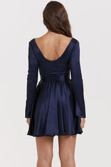 Dominique Navy Plunge Mini Dress | Dress In Beauty