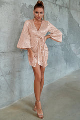Surplice Neck Knot Side Sequin Dress | Dress In Beauty