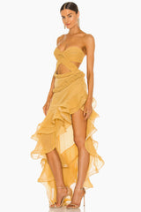 Fleur Yellow Strapless Cutout Gown | Dress In Beauty