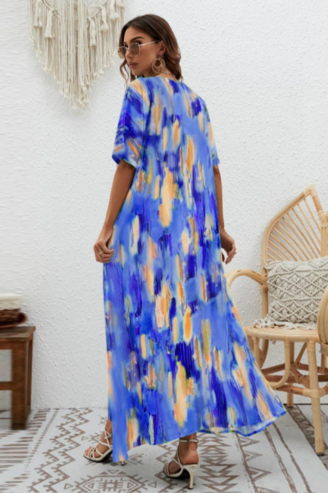 Print Short Sleeve Wide Hem Maxi Dress | Dress In Beauty