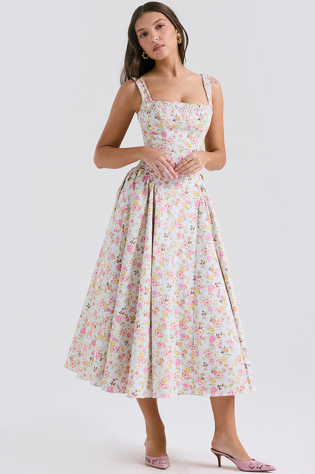Dorothy White Rosebud Print Sundress | Dress In Beauty