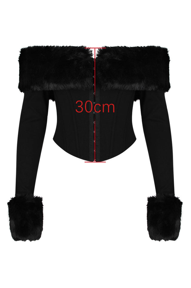 Black Faux Fur Trimmed Bustier | Dress In Beauty