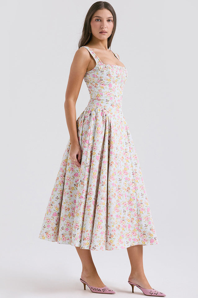 Dorothy White Rosebud Print Sundress | Dress In Beauty