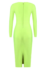 Samantha Fluorescent Green Long Sleeve Dress | Dress In Beauty
