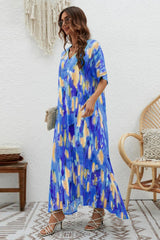 Print Short Sleeve Wide Hem Maxi Dress | Dress In Beauty