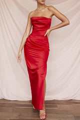 Satin Strapless Corset Maxi Dress | Dress In Beauty