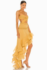 Fleur Yellow Strapless Cutout Gown | Dress In Beauty