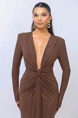 Deep V Neck Long Dress