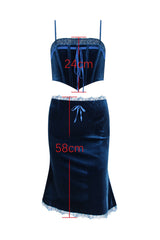 Lorraine Teal Velvet Skirt Set | Dress In Beauty